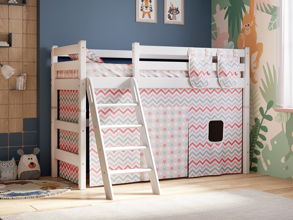 Шторы для полувысокой кровати Соня Бязь Зигзаг коралловый Пряники коралловый 191x100 2990₽